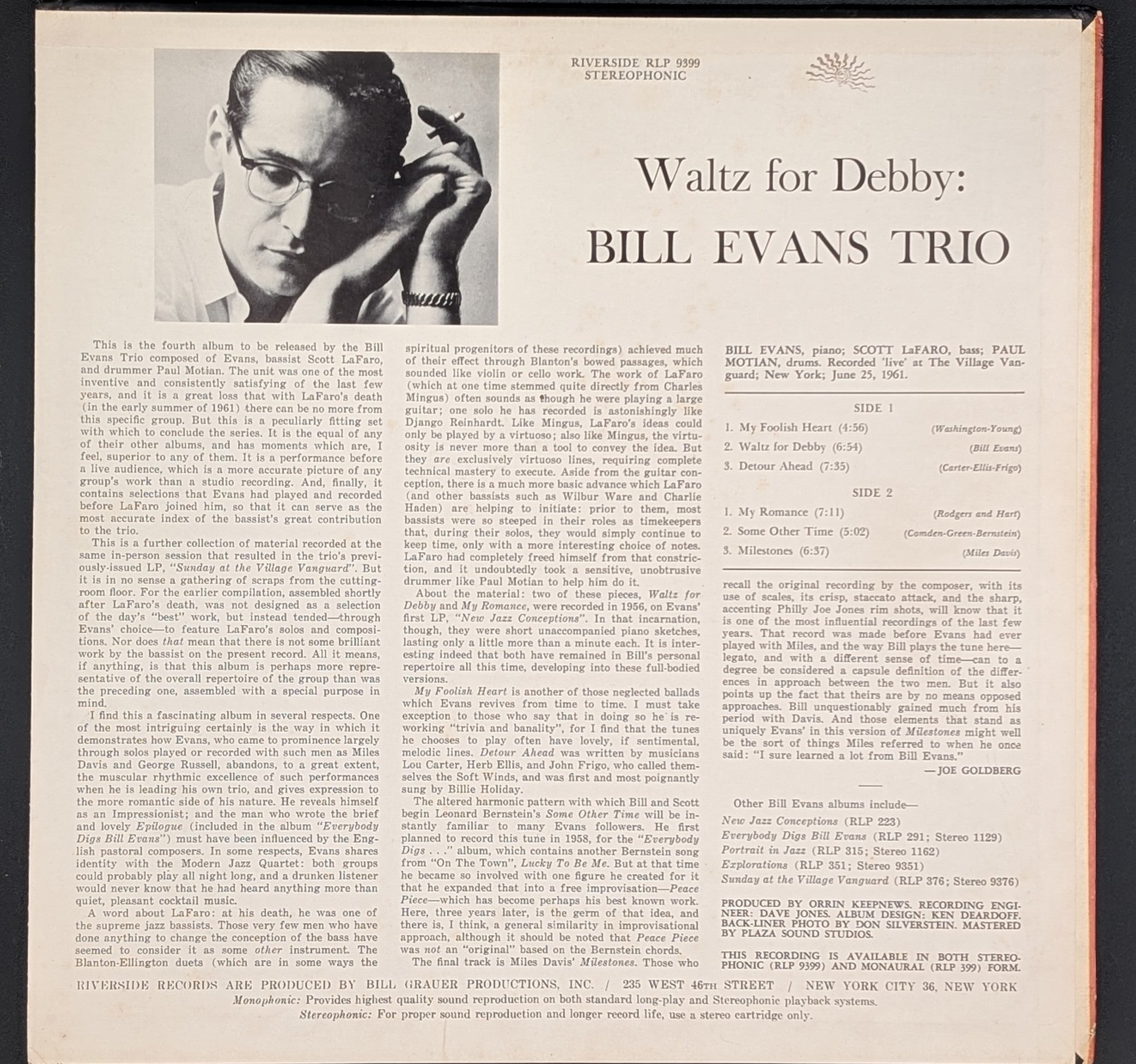 The Bill Evans Trio - Waltz For Debby (U.S.)
