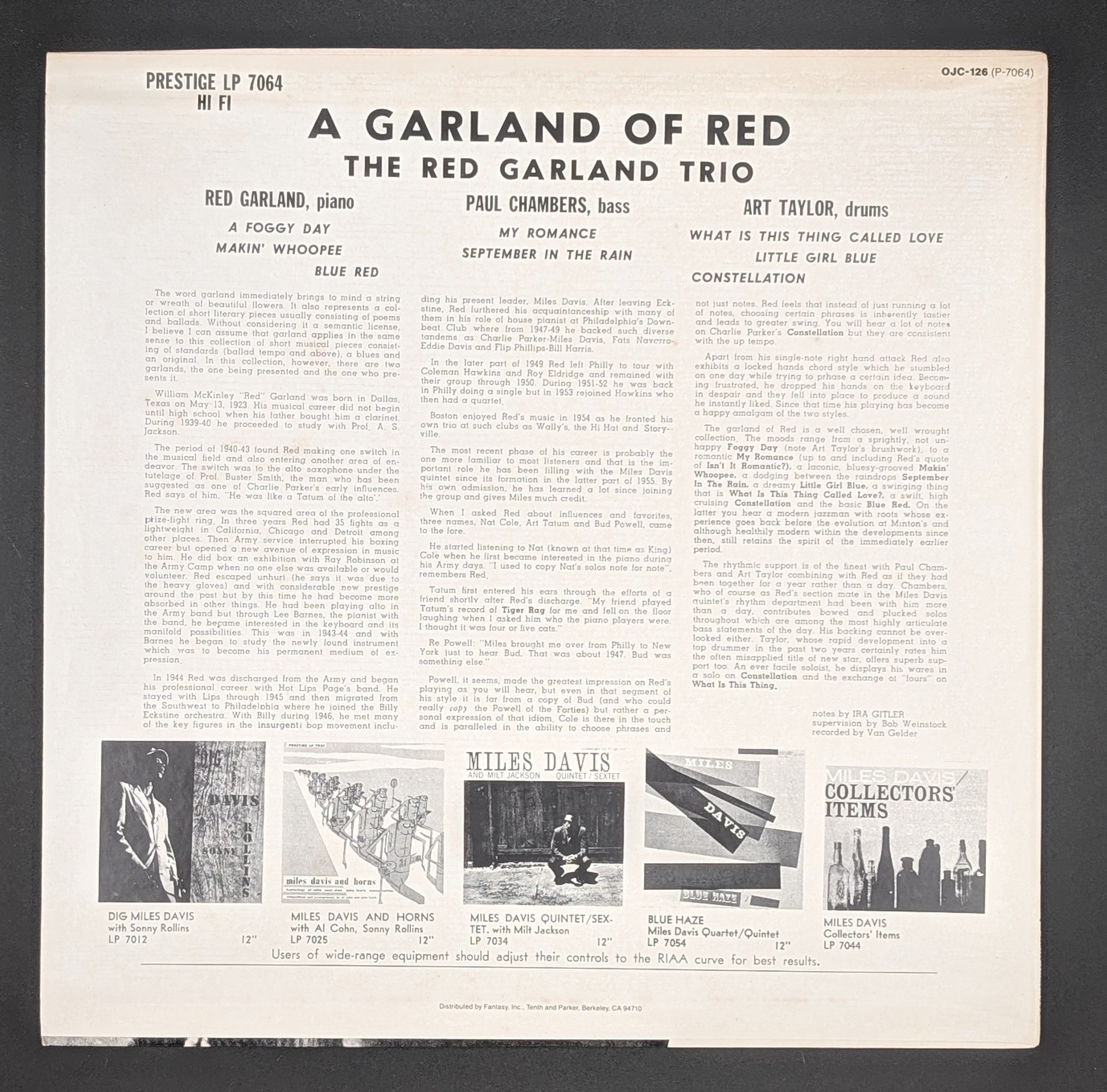 The Red Garland Trio With Paul Chambers And Art Taylor - A Garland Of Red