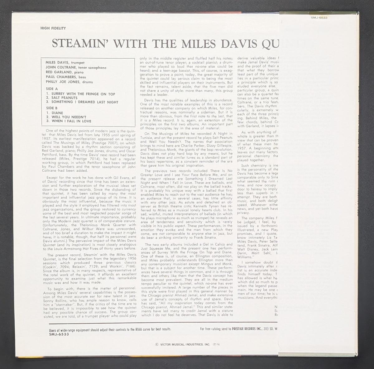 The Miles Davis Quintet - Steamin' With The Miles Davis Quintet