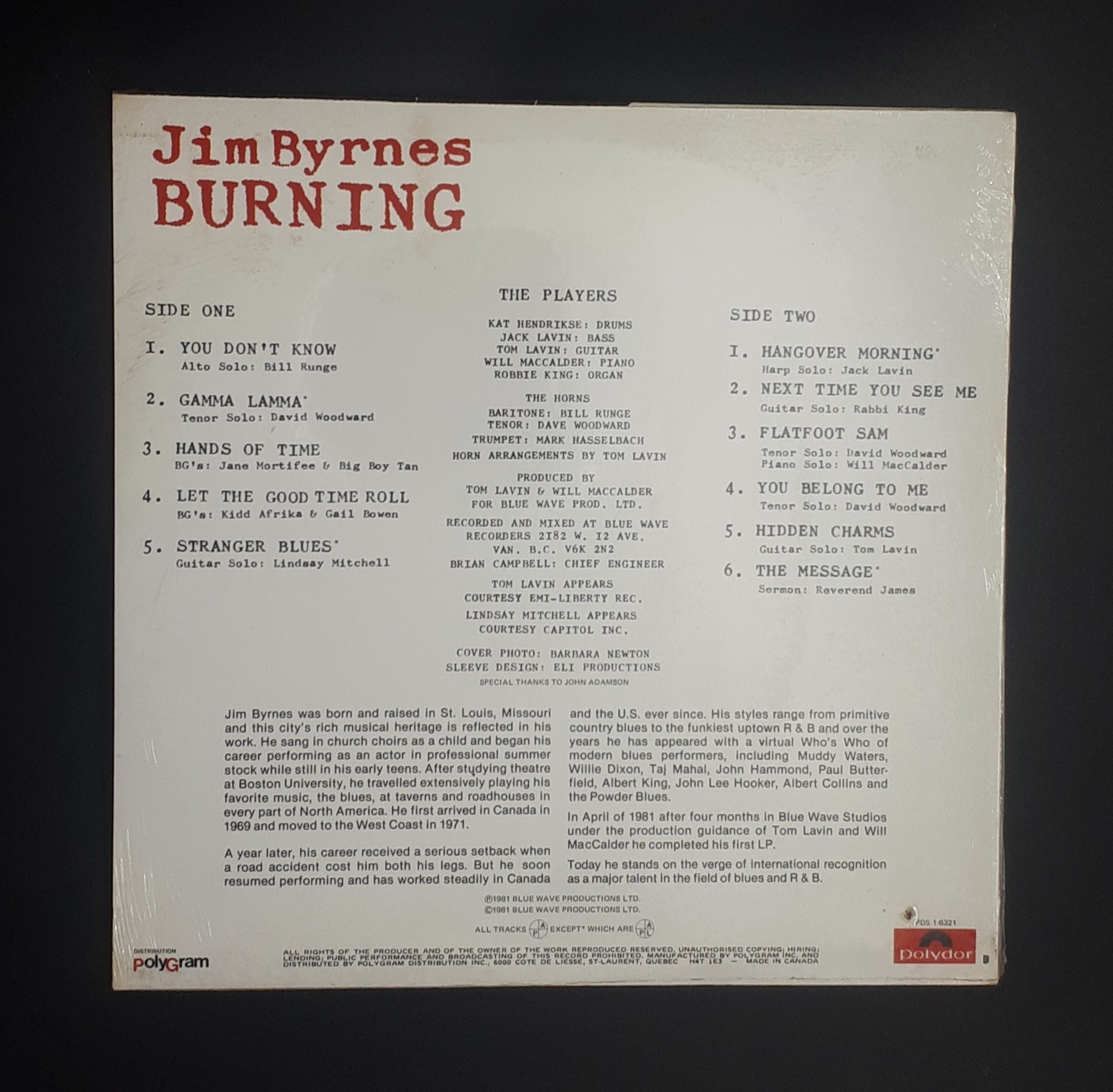 Jim Byrnes - Burning (Sealed Vintage)