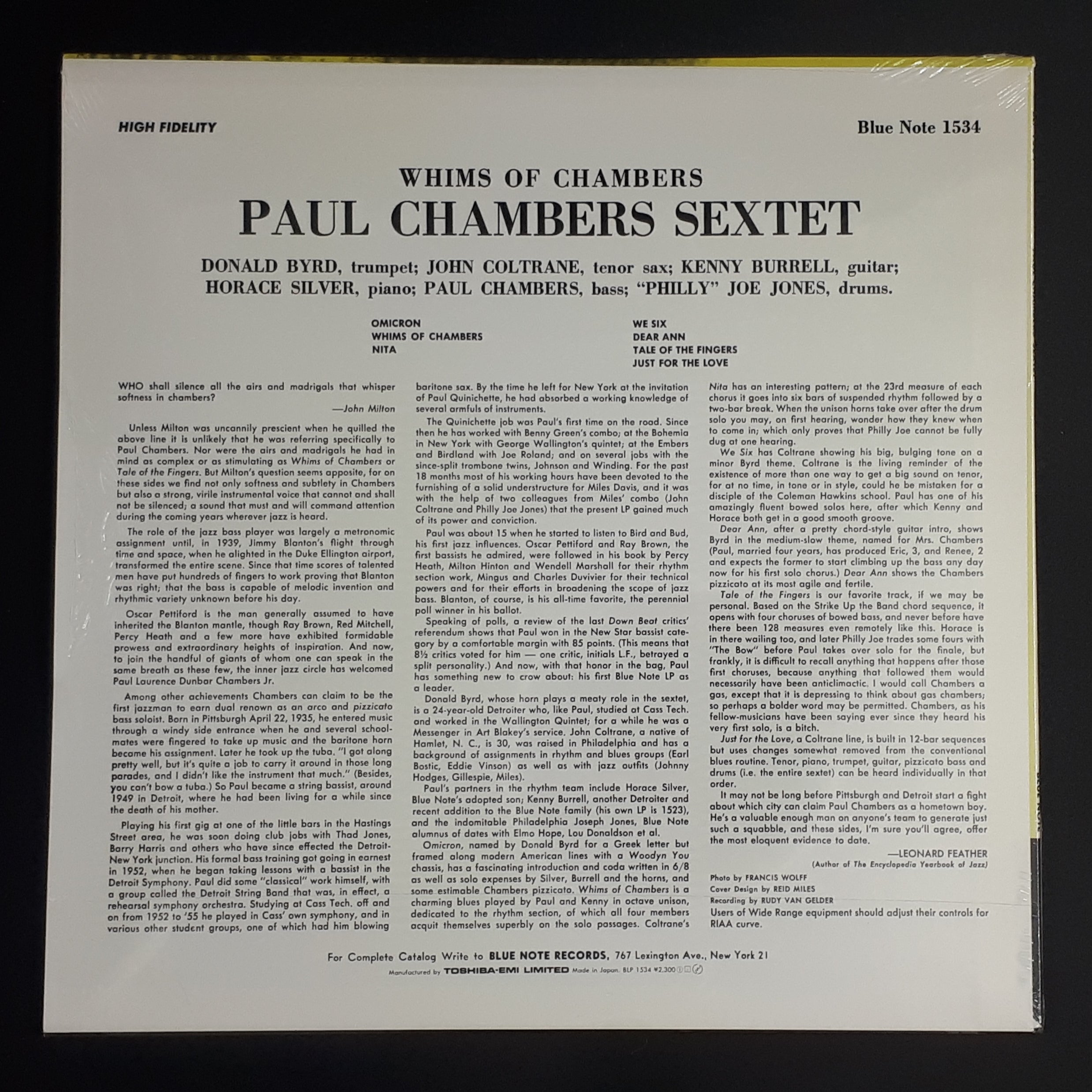 Paul Chambers Sextet - Whims Of Chambers (Sealed Vintage)