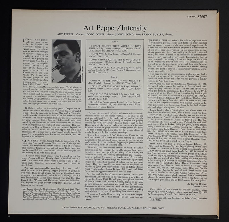 Art Pepper - Intensity