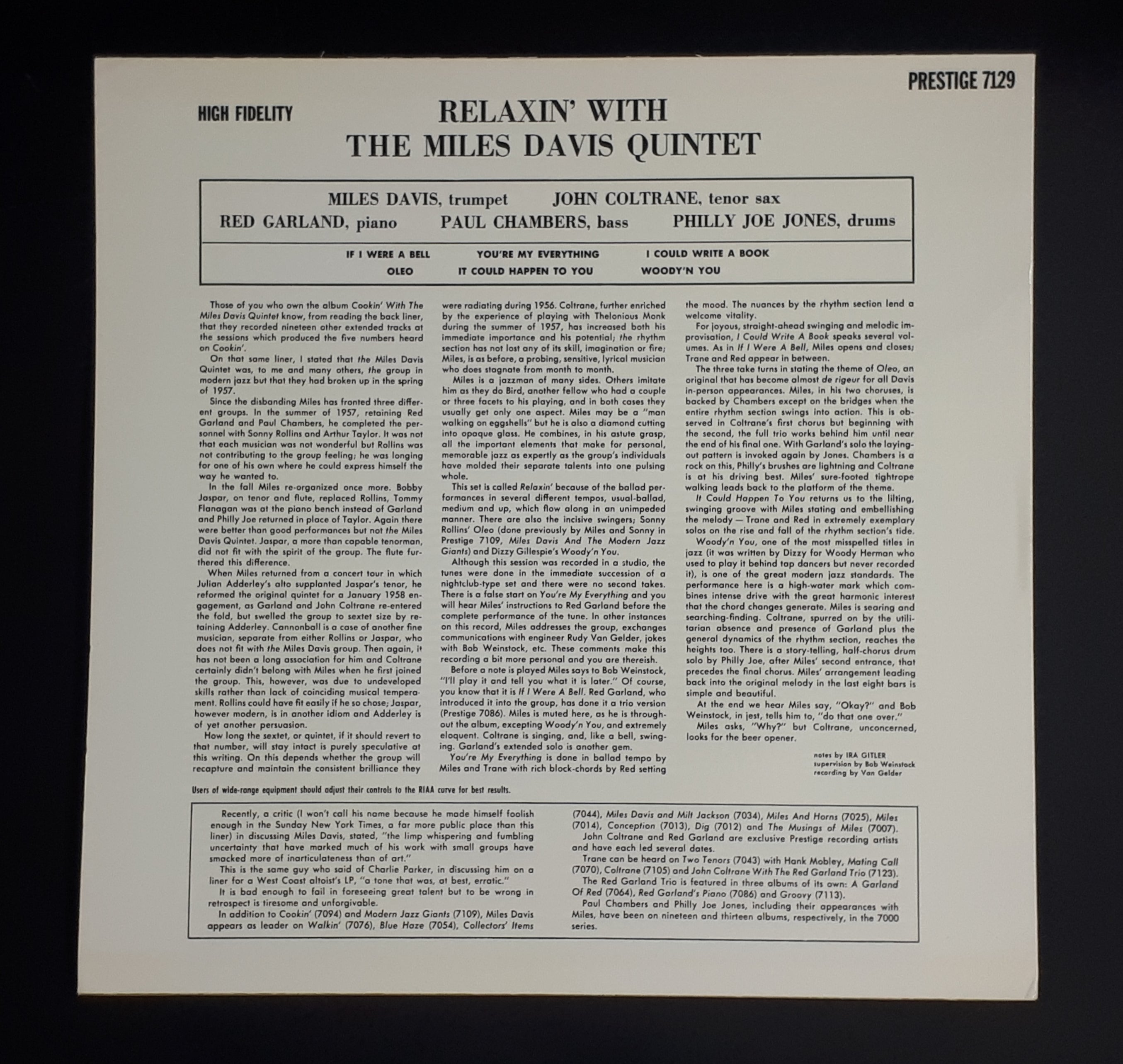 The Miles Davis Quintet - Relaxin' With The Miles Davis Quintet (Analogue Productions)