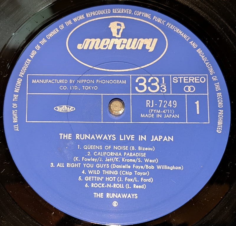 The Runaways - Live In Japan  ライブ！ ザ・ランナウェイズ・イン・ジャパン ** Sold **