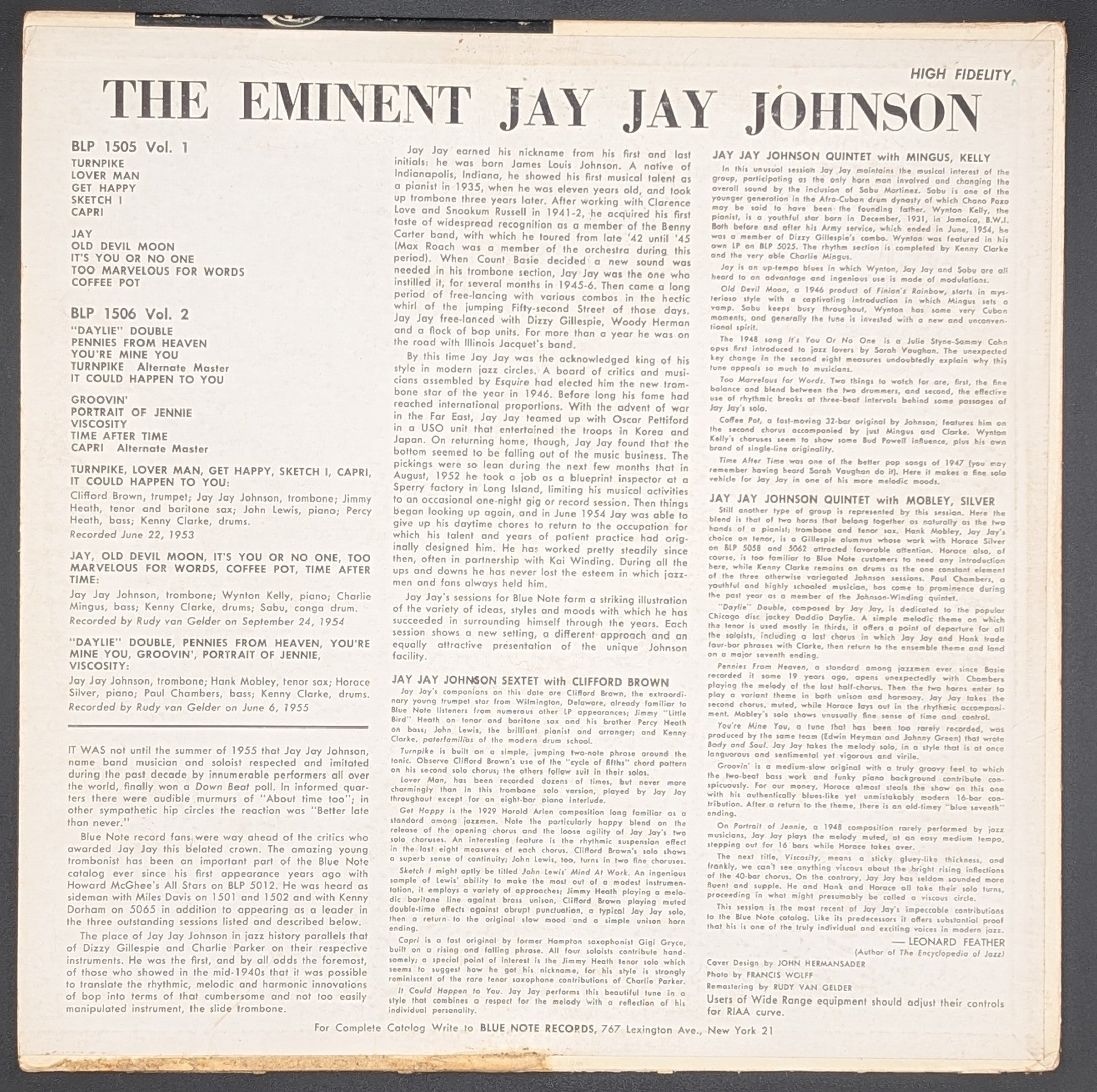 J.J. Johnson - The Eminent Jay Jay Johnson Volume 1  (U.S.)