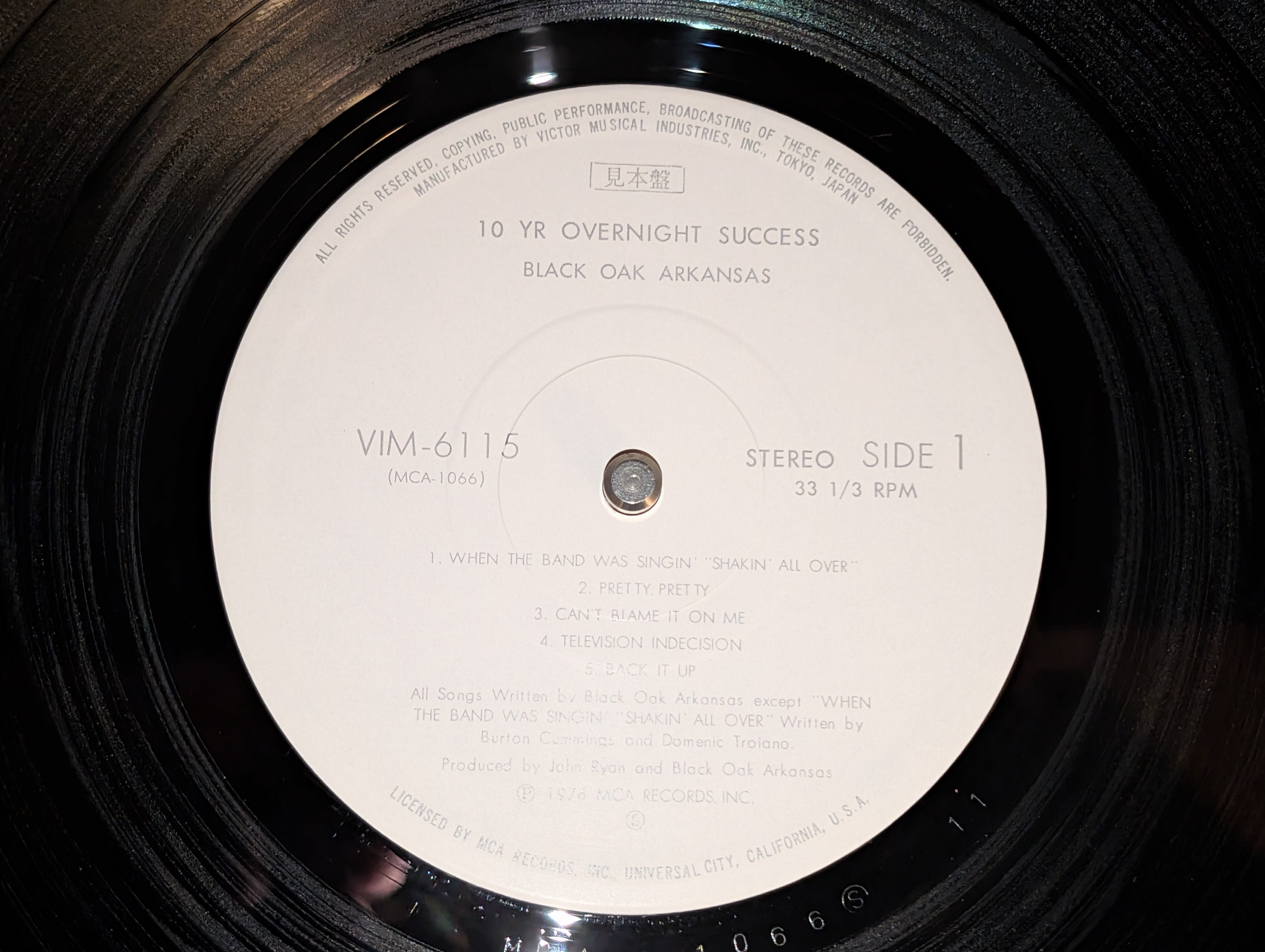 Black Oak Arkansas - 10yr Overnight Success (White Label Promo)