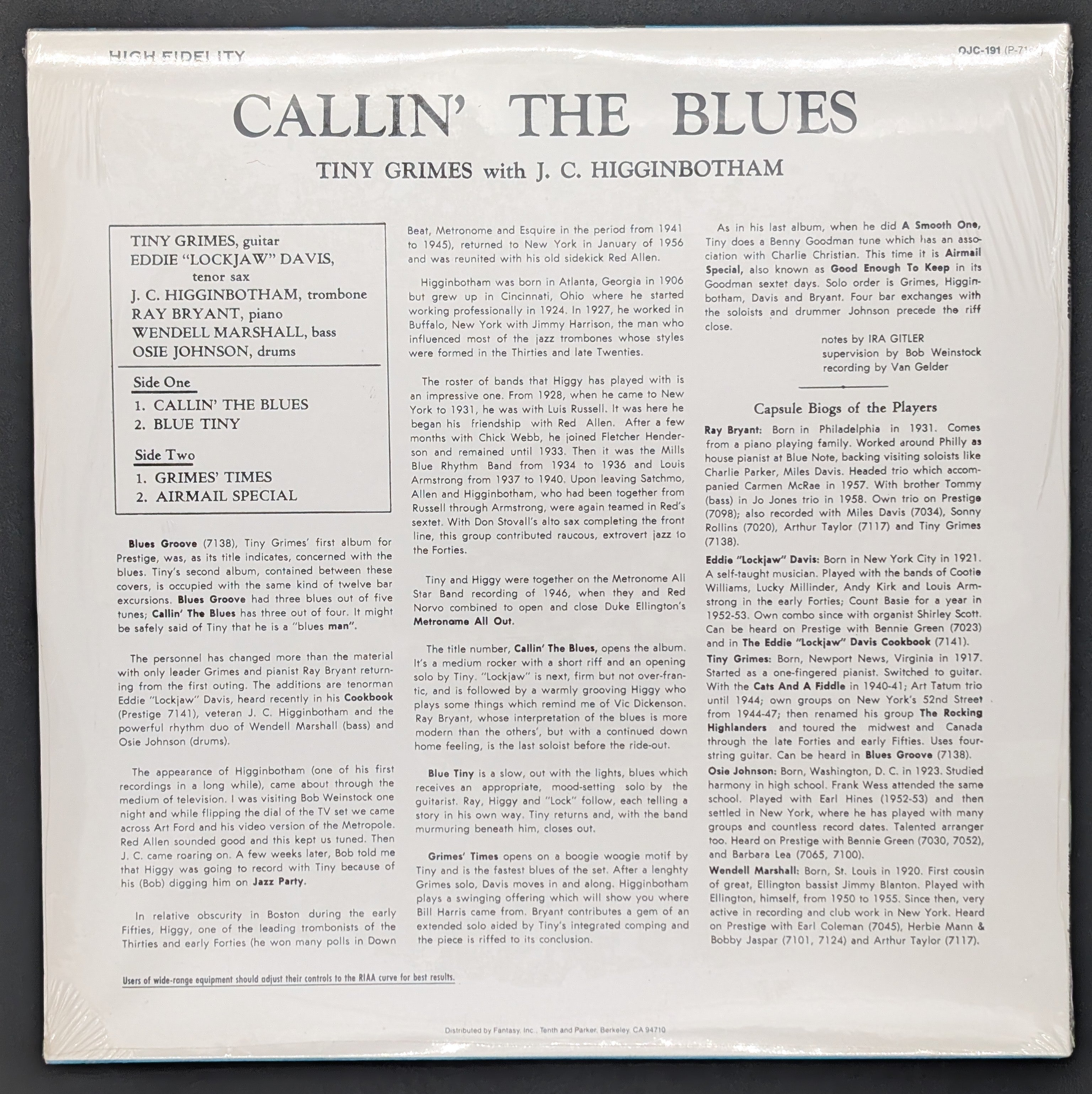 Tiny Grimes With J.C. Higginbotham - Callin' The Blues (Sealed Vintage)