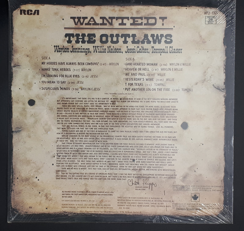 Waylon Jennings, Willie Nelson, Jessi Colter, Tompall Glaser - Wanted! The Outlaws (Vintage Sealed)